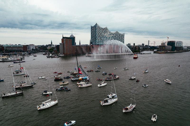 Arriving into Hamburg, Germany for the christening of Malizia-Seaexplorer in September - photo © Jimmy Horel