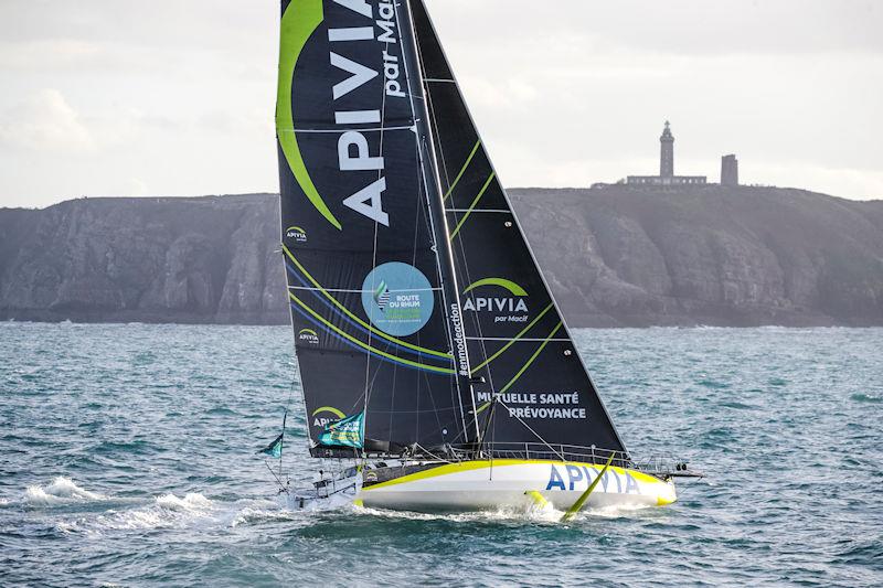 Charlie Dalin on Apivia during the 12th Route du Rhum-Destination Guadeloupe start photo copyright Vincent Olivaud / #RDR2022 taken at  and featuring the IMOCA class