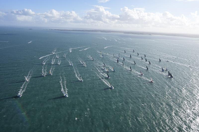 Route du Rhum - Destination Guadeloupe start photo copyright Eloi Stichelbaut / polaRYSE / Holcim-PRB taken at  and featuring the IMOCA class