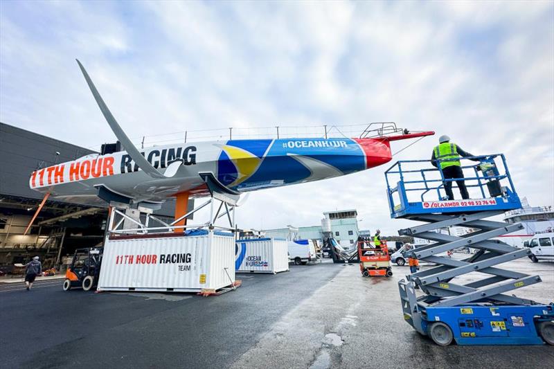 11th Hour Racing Team in final preparations ahead of The Ocean Race photo copyright Amory Ross / 11th Hour Racing taken at  and featuring the IMOCA class