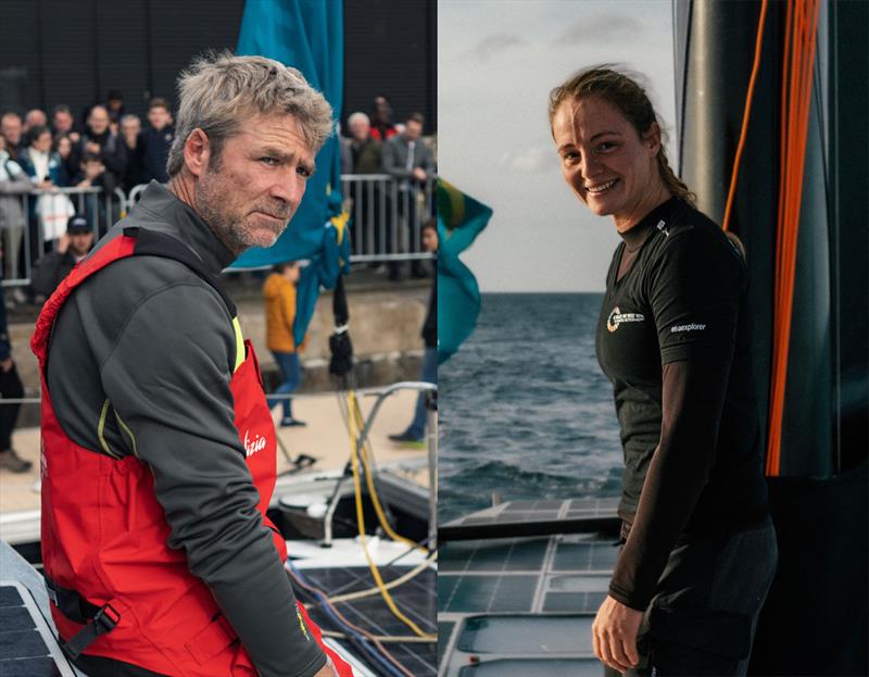 Yann Riou and Axelle Pillain photo copyright Antoine Auriol (left) & Jimmy Horel (right) | Team Malizia taken at  and featuring the IMOCA class