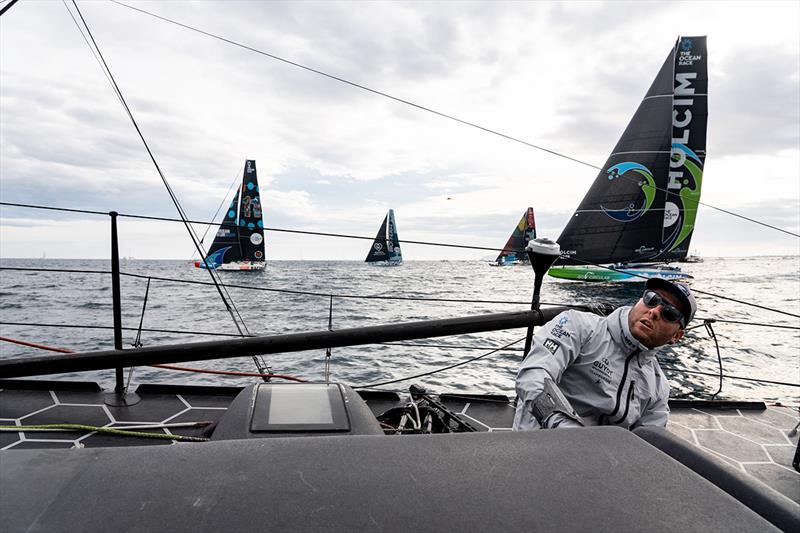 Robert Stanjek on the helm for the inport race - photo © Gauthier Lebec / GUYOT environnement - Team Europe