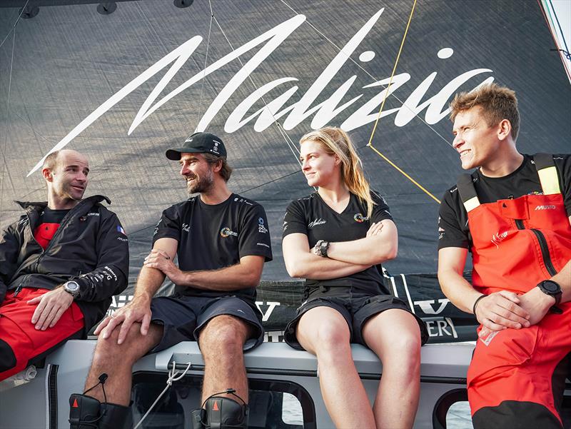 Team Malizia's sailing crew from left to right: Nico Lunven, Boris Herrmann, Rosalin Kuiper, and Will Harris - The Ocean Race Alicante In-Port Race photo copyright Antoine Auriol taken at  and featuring the IMOCA class