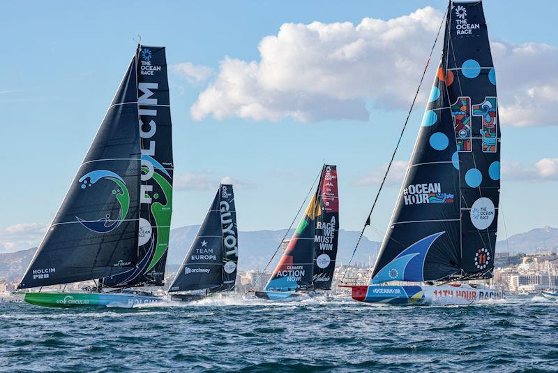 The Ocean Race IMOCA Leg 1 Start in Alicante: Holcim - PRB Team, Team Malizia, Guyot Environment - Team Europe and 11th Hour Racing Team - photo © Sailing Energy / The Ocean Race