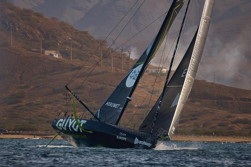 At the start, GUYOT envirnnement - Team Europe set the pace in this leg of The Ocean Race photo copyright Felix Diemer / GUYOT environnemnt - Team Europe taken at  and featuring the IMOCA class