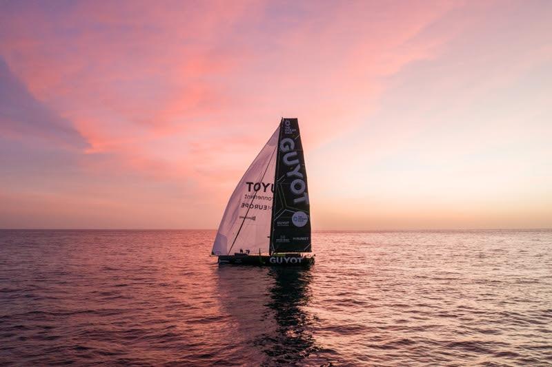 25 January 2023, Leg 1 onboard GUYOT environnement - Team Europe. Drone view photo copyright Charles Drapeau / GUYOT environnement - Team Europe taken at  and featuring the IMOCA class