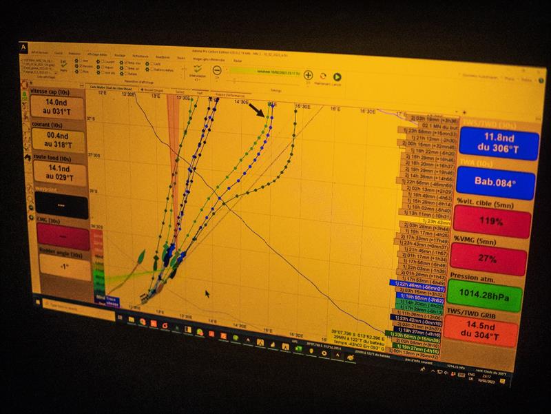 10 February 2023, Leg 2, Day 17 onboard Team Malizia. Checking on the tracker - photo © Antoine Auriol / Team Malizia
