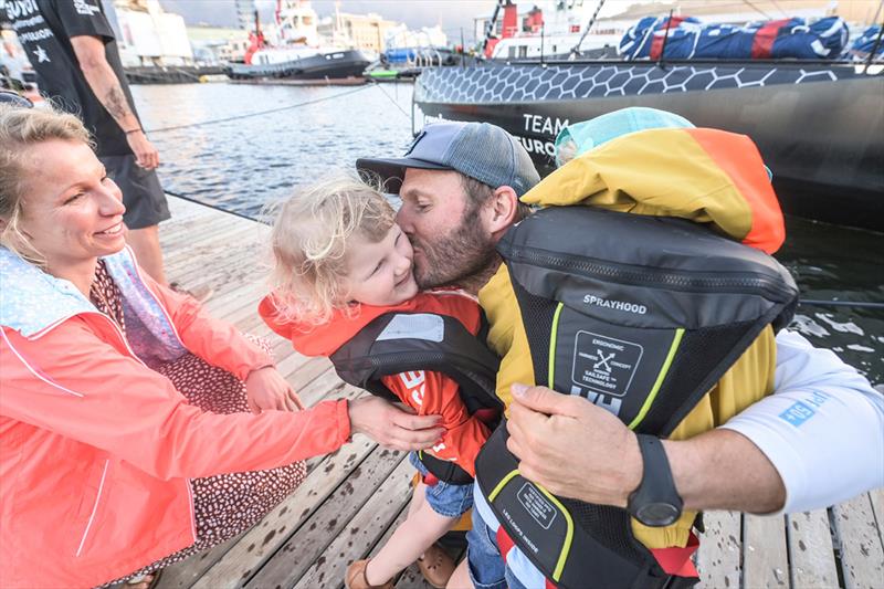 The team was enthusiastically welcomed by their loved ones - The Ocean Race Leg 2 - photo © Sailing Energy / The Ocean Race