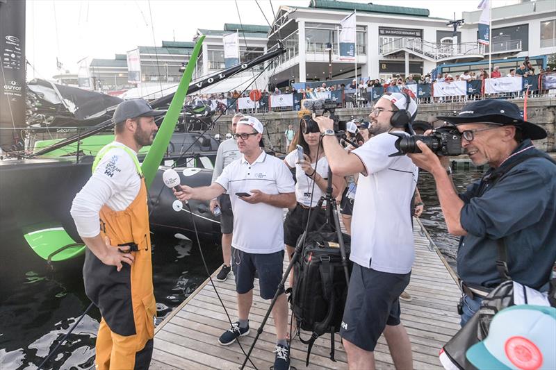 Statement an the dock, shortly after the finish line - The Ocean Race Leg 2 - photo © Sailing Energy / The Ocean Race