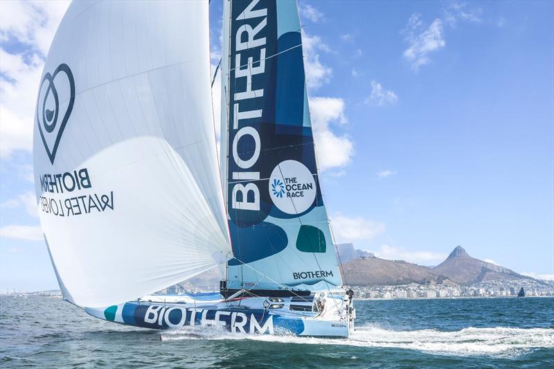 12 February , The Ocean Race Leg 2 arrivals. Biotherm, second qualified for Leg 2.Arrival : 12 / 02 / 13:26:54 UTCRace time : 17d 19h 16min 54s photo copyright Sailing Energy / The Ocean Race taken at  and featuring the IMOCA class