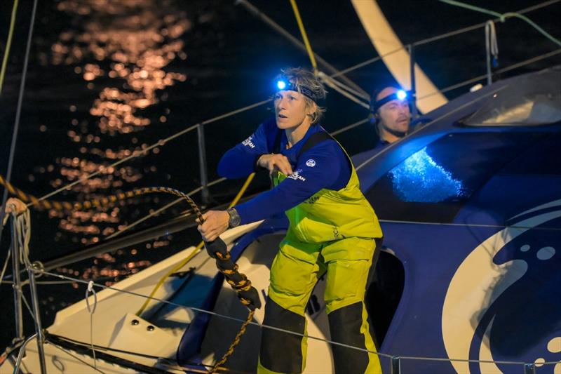 21 January , Holcim - PRB Team, IMOCA winner of Leg 1, arrives to Cabo Verde. Abby Ehler and skipper Kevin Escoffier - photo © Sailing Energy / The Ocean Race