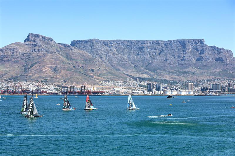 The shadow of Table Mountain makes the start a rollercoaster photo copyright Sailing Energy / The Ocean Race taken at  and featuring the IMOCA class