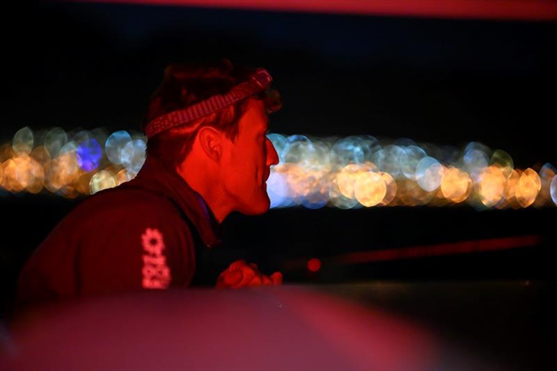 The Ocean Race 2022-23 - 27 February 2023, Leg 3 Start day onboard Biotherm. Skipper Paul Meilhat leaving the Cape Town lights behind - photo © Ronan Gladu / Biotherm