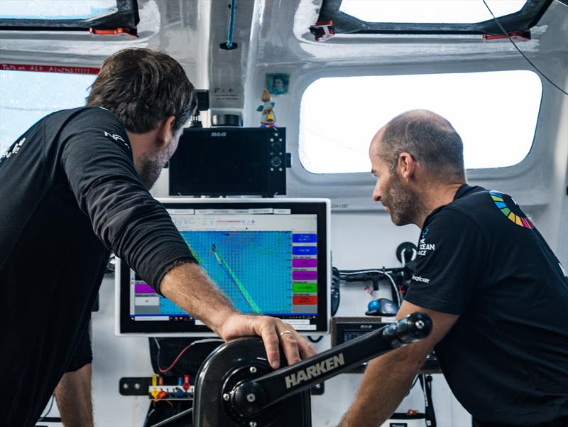The Ocean Race 2022-23 -Leg 3 Day 2 onboard Team Malizia. Boris Herrmann and Nicolas Lunven discussing the strategy photo copyright Antoine Auriol / Team Malizia taken at  and featuring the IMOCA class