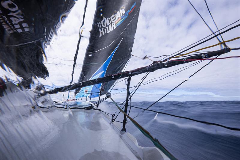 The Ocean Race 2022-23 Day 11 Leg 3 onboard 11th Hour Racing Team. Malama and her foil hard at work in ideal flat-water conditions - photo © Amory Ross / 11th Hour Racing / The Ocean Race