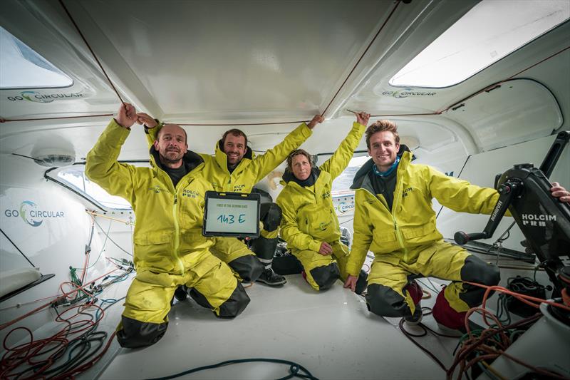 The Ocean Race 2022-23 -Leg 3, Day 15. Holcim-PRB crew established a new Ulysse Nardin 24 hour Speed Record for IMOCA at 595.26 nautical miles (1102 km), obliterating the pre-race mark by 50 miles - photo © Julien Champolion | polaRYSE / Holcim - PRB