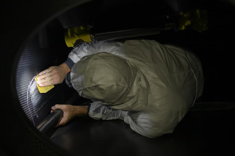 The Ocean Race 2022-23 Leg 3 onboard Biotherm. Inspections and little repairs onboard after crossing the scoring gate - photo © Ronan Gladu / Biotherm