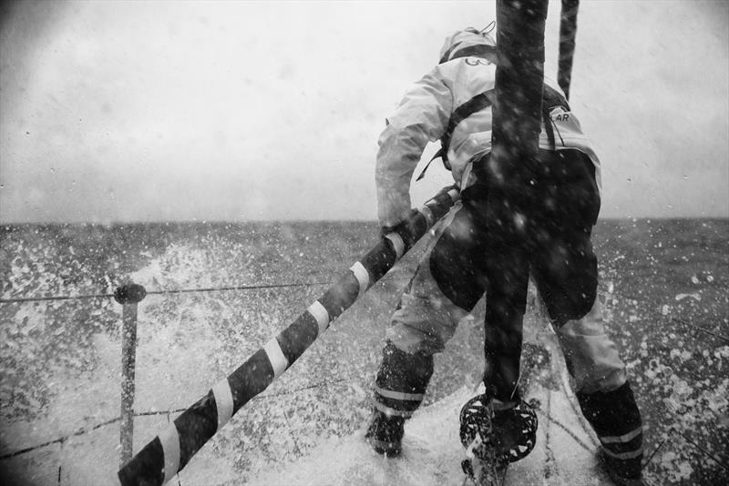 The Ocean Race 2022-23 -Leg 3 onboard Holcim - PRB Team. Continuous splashing photo copyright Julien Champolion | polaRYSE / Holcim - PRB taken at  and featuring the IMOCA class