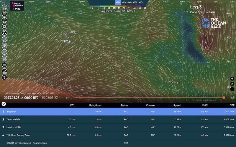 The Ocean Race 2022-23 Leg 3 Tracker photo copyright The Ocean Race taken at  and featuring the IMOCA class