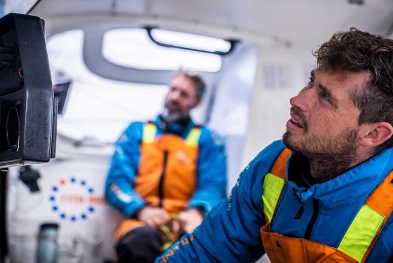 The Ocean Race 2022-23, Leg 3 onboard 11th Hour Racing Team. Jack Bouttell looking at the navigation screen - photo © Amory Ross / 11th Hour Racing / The Ocean Race