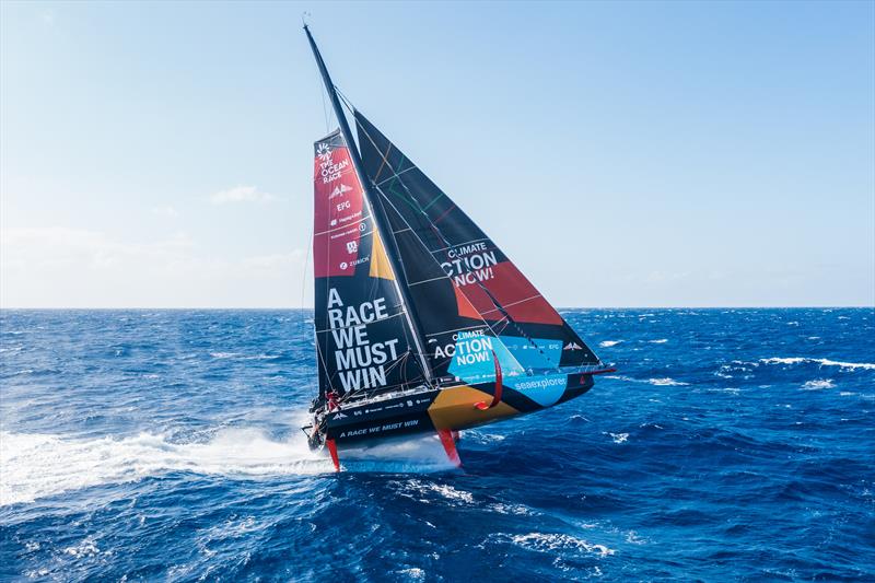 The Ocean Race 2022-23 Leg 3 Day 25 onboard Team Malizia. Drone view photo copyright Antoine Auriol / Team Malizia / The Ocean Race taken at  and featuring the IMOCA class