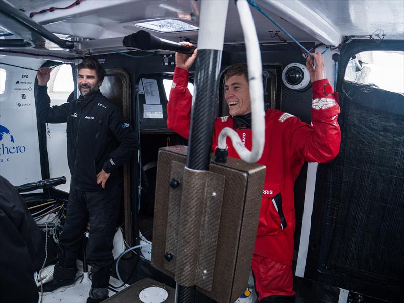 The Ocean Race 2022-23 Leg 3, Day 26 onboard Team Malizia. Skipper Boris Herrmann and Will Harris in the cockpit - photo © Antoine Auriol / Team Malizia / The Ocean Race