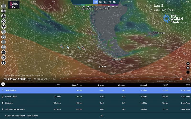 The Ocean Race 2022-23 Leg 3 Tracker - photo © The Ocean Race