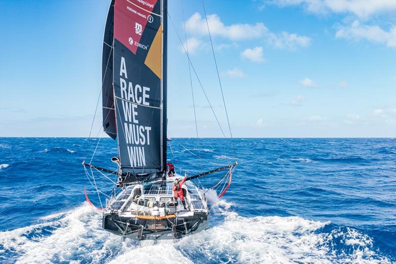 The Ocean Race 2022-23 - 23 March 2023, Leg 3 Day 25 onboard Team Malizia. Drone view photo copyright Antoine Auriol / Team Malizia / The Ocean Race taken at  and featuring the IMOCA class