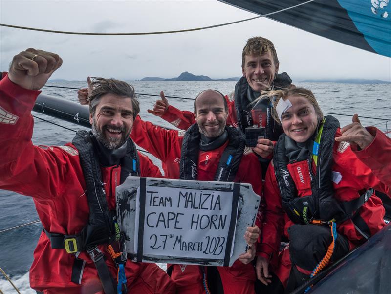 The Ocean Race 2022-23 Leg 3 as Team Malizia is the first of the fleet crossing Cape Horn photo copyright Antoine Auriol / Team Malizia / The Ocean Race taken at  and featuring the IMOCA class