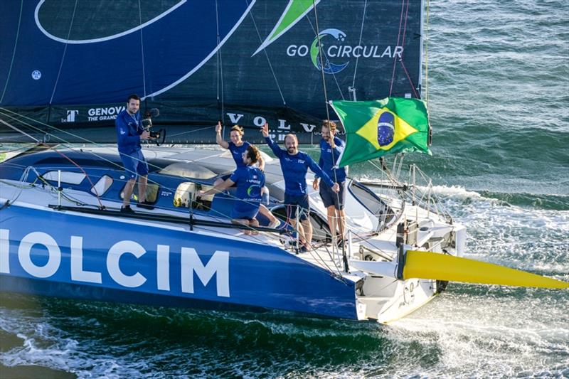 2 April 2023, The Ocean Race 2022-2023, Team Holcim-PRB second in leg 3, 10:56:20 UTC, 34 days, 22 hours, 46 mins, 20 seconds, 15,042 nautical miles photo copyright Sailing Energy / The Ocean Race taken at  and featuring the IMOCA class