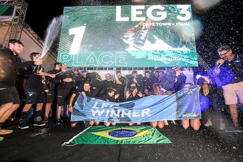 Team Malizia celebrating their Southern Ocean Leg win in The Ocean Race - photo © Sailing Energy / The Ocean Race