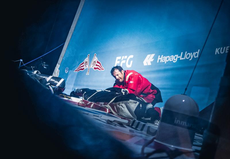 The Ocean Race 2022-23 Leg 4 onboard Team Malizia. Christopher Pratt doing a sail change on the bow of the boat - photo © Antoine Auriol / Team Malizia / The Ocean Race