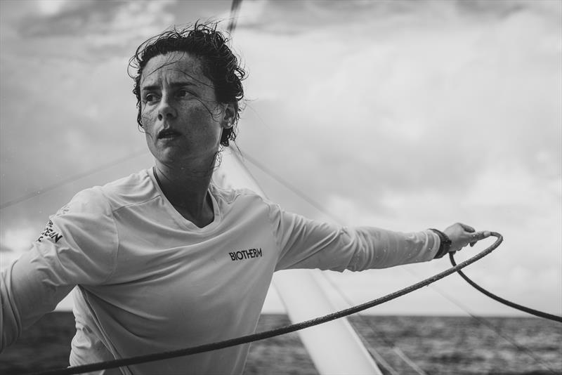 The Ocean Race 2022-23 - 1 May , Leg 4 Day 8 onboard Biotherm. Mariana Lobato loosing a sheet - photo © Anne Beauge / Biotherm / The Ocean Race