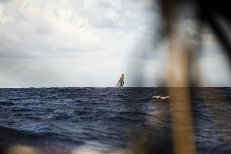 The Ocean Race 2022-23 - 30 April , Leg 4 onboard 11th Hour Racing Team. Team Malizia on the foils, and on the chase photo copyright Amory Ross / 11th Hour Racing / The Ocean Race taken at  and featuring the IMOCA class