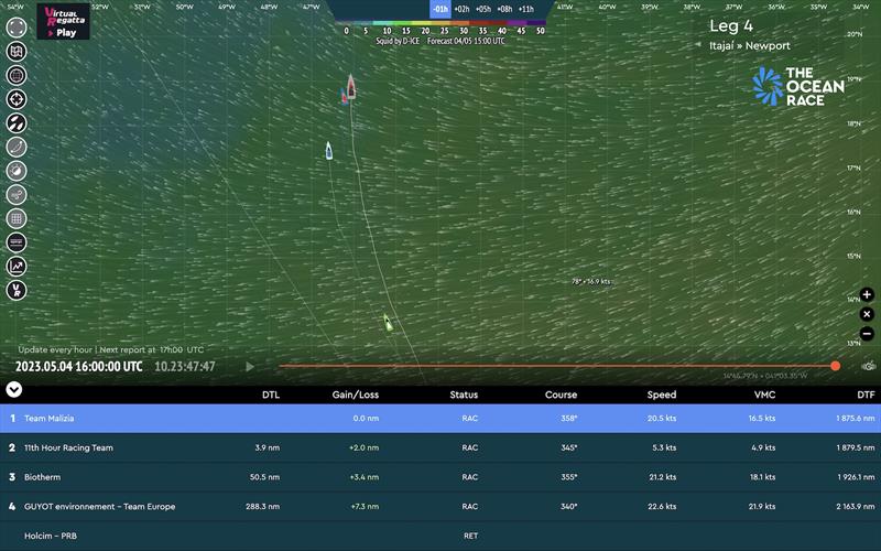 Leg 4 Tracker - 04.05.2023 16:00 UTC - photo © The Ocean Race