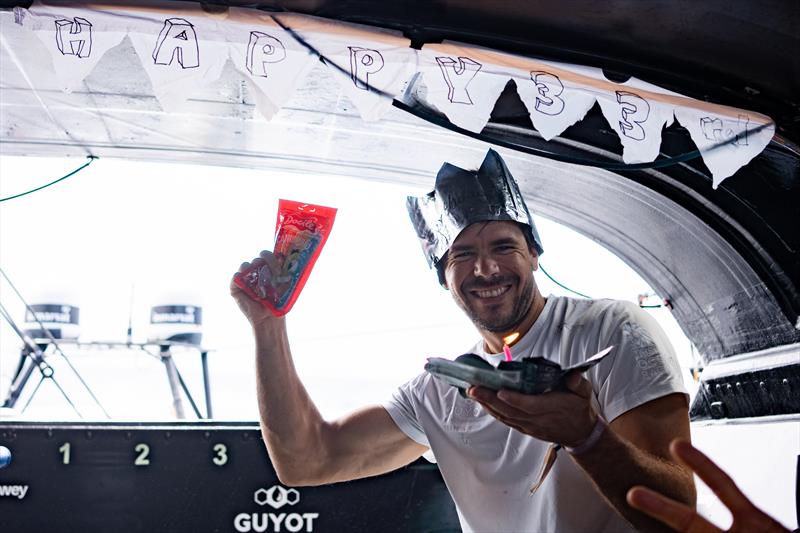 The Ocean Race 2022-23 - 6 May , Leg 4 Day 13 onboard GUYOT environnement - Team Europe. Happy 33rd Birthday to Sébastien Simon - photo © Gauthier Lebec / GUYOT environnement - Team Europe / The Ocean Race