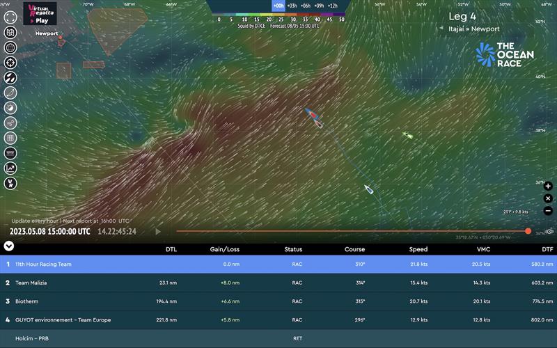 Leg 4 Tracker - 08.05.2023 15:00 UTC photo copyright The Ocean Race taken at  and featuring the IMOCA class