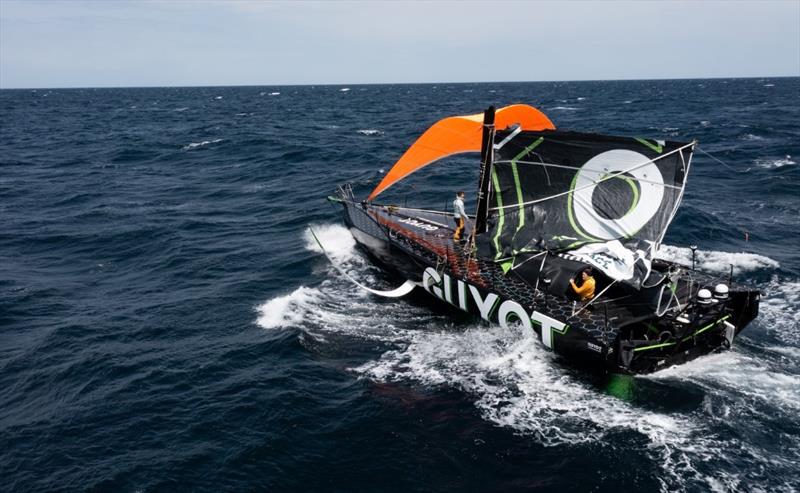 The team reached Halifax using only a storm jib and the rest of the mainsail - photo © Gauthier Lebec / GUYOT environnement - Team Europe