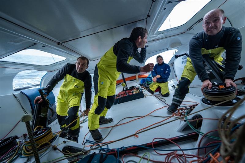 The Ocean Race 2022-23 - 22 May 2023, Leg 5 Day 1 onboard Holcim-PRB. Full crew at work photo copyright Yann Riou | polaRYSA / Holcim-PRB / The Ocean Race taken at  and featuring the IMOCA class