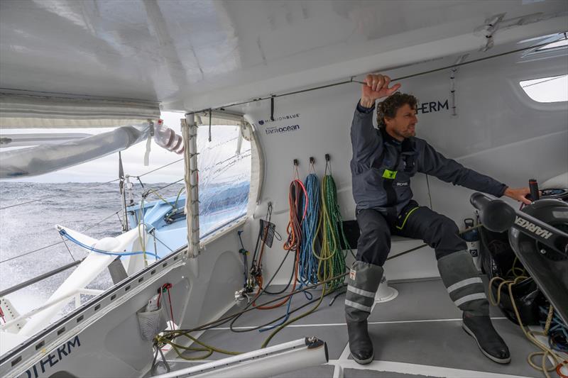 The Ocean Race 2022-23 - 23 May 2023, Leg 5 Day 2 onboard Biotherm. Skipper Paul Meilhat in the cockpit photo copyright Ronan Gladu / Biotherm / The Ocean Race taken at  and featuring the IMOCA class