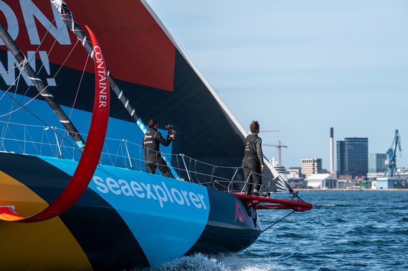 Onboard reporter Antoine Auriol and skipper Boris Herrmann as Team Malizia finishes Leg 5 of the The Ocean Race 2022-23 in Aarhus - photo © icardo Pinto / Team Malizia