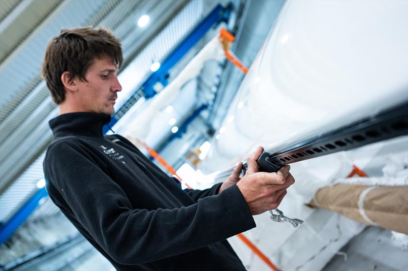 The yacht, mast, foils and rudder are being repaired in Kiel at the Knierim shipyard to get GUYOT environnement - Team Europe back on the start line in Aarhus - photo © Gauthier Lebec