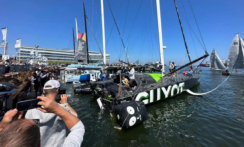 After six days of repairs, the yacht arrived in Aarhus and received a warm welcome - photo © GUYOT environnement - Team Europe