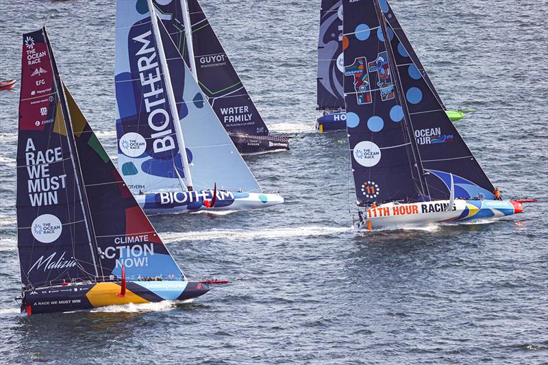 The IMOCA fleet at the beginning of Leg 7 in The Hague photo copyright Sailing Energy / The Ocean Race taken at  and featuring the IMOCA class