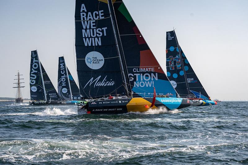The IMOCA boats racing before the day took a dramatic turn of events photo copyright Marie Lefloch / Team Malizia taken at  and featuring the IMOCA class