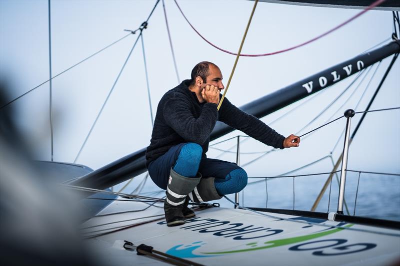 The Ocean Race 2022-23 - 17 June 2023, Leg 7 Day 2 onboard Team Holcim - PRB. Skipper Benjamin Schwartz looking the pressure coming - photo © Julien Champolion | polaRYSE / Holcim - PRB / The Ocean Race