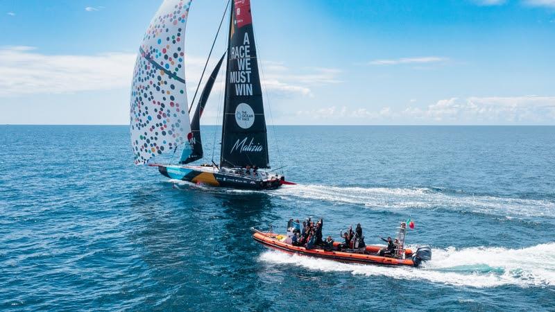 The Ocean Race 2022-23 - 21 June 2023, Leg 7, Day 6 onboard. Drone view of Team Malizia photo copyright Antoine Auriol / Team Malizia / The Ocean Race  taken at  and featuring the IMOCA class