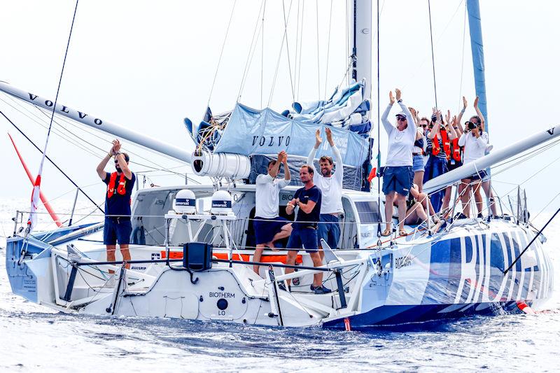The Ocean Race 2022-23 - 29 June 2023. Biotherm Racing congratulate 11th Hour Racing Team, winners of The Ocean Race 2022-23 photo copyright Sailing Energy / The Ocean Race  taken at  and featuring the IMOCA class