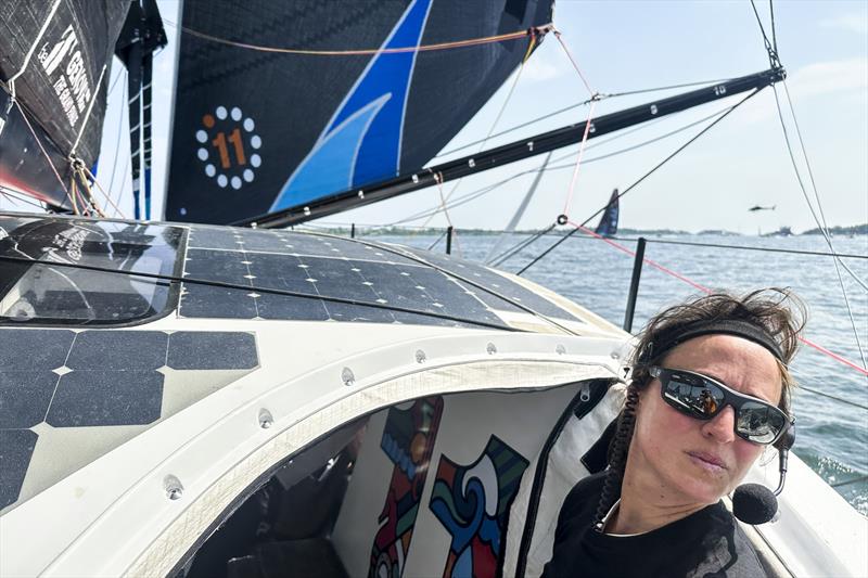 The Ocean Race 2022-23 - Leg 5, May 18 2023. The first day of Leg 5 leaving Newport, Rhode Island. Justine Mettraux looking for puffs up the bay - photo © Amory Ross / 11th Hour Racing Team / The Ocean Race 
