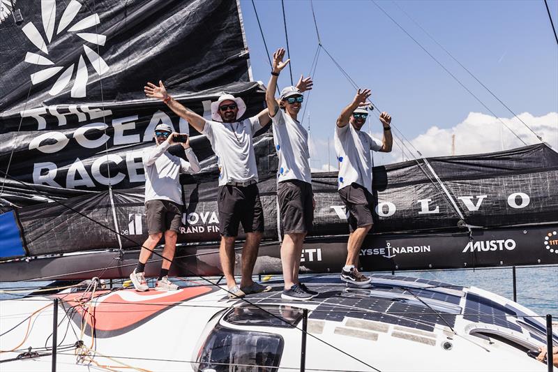 11th Hour Racing Team celebrating winning the Ocean Race 2022/2023 - 29 June, 2023 photo copyright Harry KH / 11th Hour Racing / The Ocean Race taken at  and featuring the IMOCA class